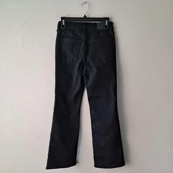 NWT Madewell Kick Out Crop Jeans Mid Rise Flare Leg Black Rinse Wash Size 27 - Picture 6 of 16
